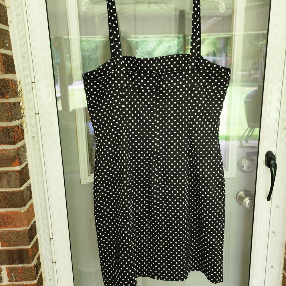 TAHARI Arthur S. Levine Size 16 Black White Polka Dot Lined Sleeveless Sundress - Picture 5 of 7